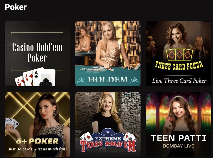 Poker live games sectie - illustratie