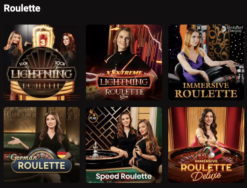 Roulette live games sectie - illustratie